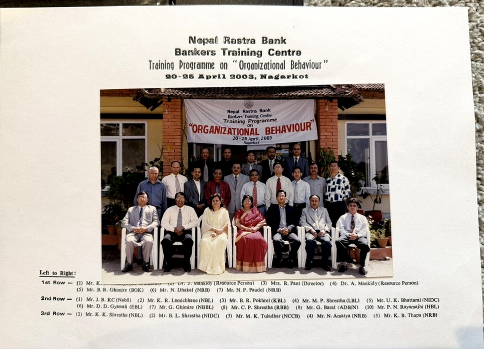 Nepal Rastra Bank Bankers Training Centre, Organizational Behaviour (Apr 2003)